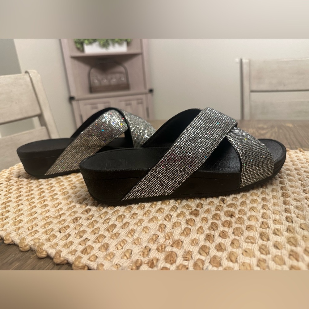 “Fitflop” Black and Silver crystal embellished Sandals - Picture 3 of 14